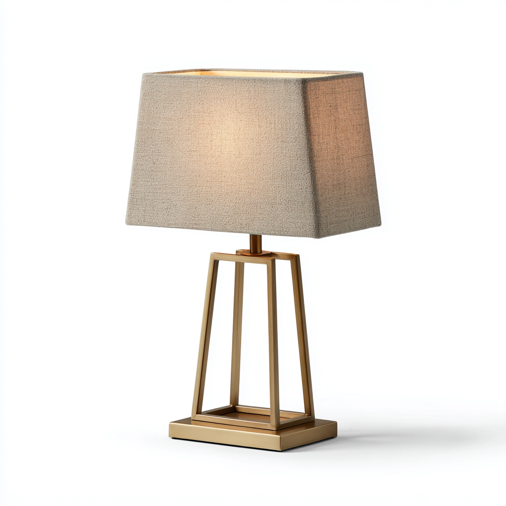 Lámpara de mesa - metal - tejido - 33x54 cm - beige - diseño moderno-Bamboogonest