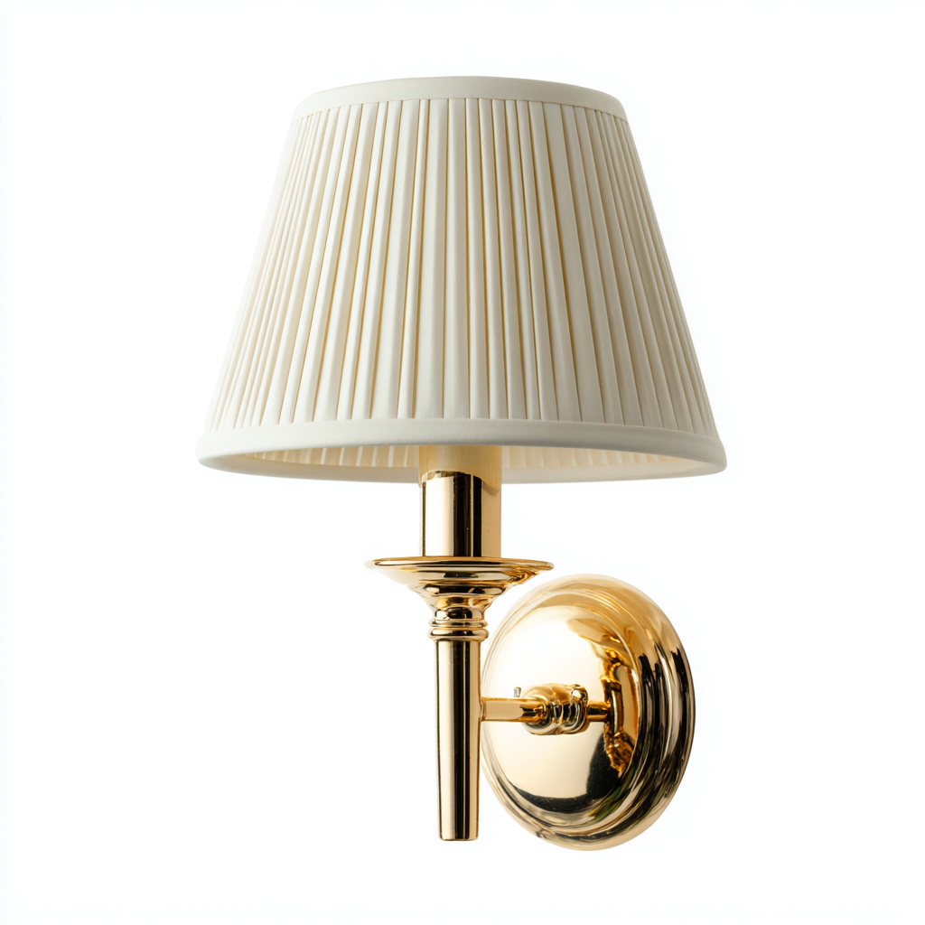 Aplique de pared - tela-metal - 21x31 cm - blanco-dorado - estilo clásico-Bamboogonest