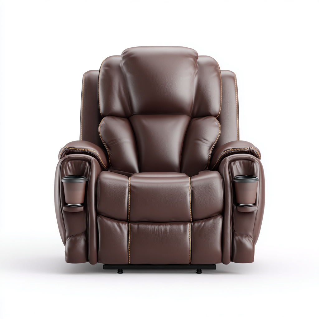 Sillón reclinable - cuero sintético - 104x98x110 cm - marrón - diseño moderno-Bamboogonest