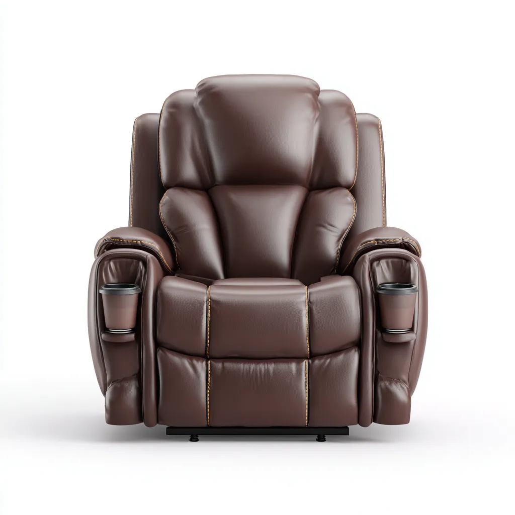 Sillón reclinable - cuero sintético - 104x98x110 cm - marrón - diseño moderno-Bamboogonest