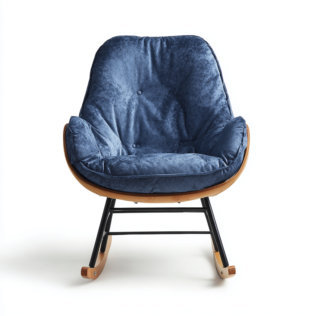 Mecedora - tela aterciopelada - 95x80x90 cm - azul - estilo moderno-Bamboogonest