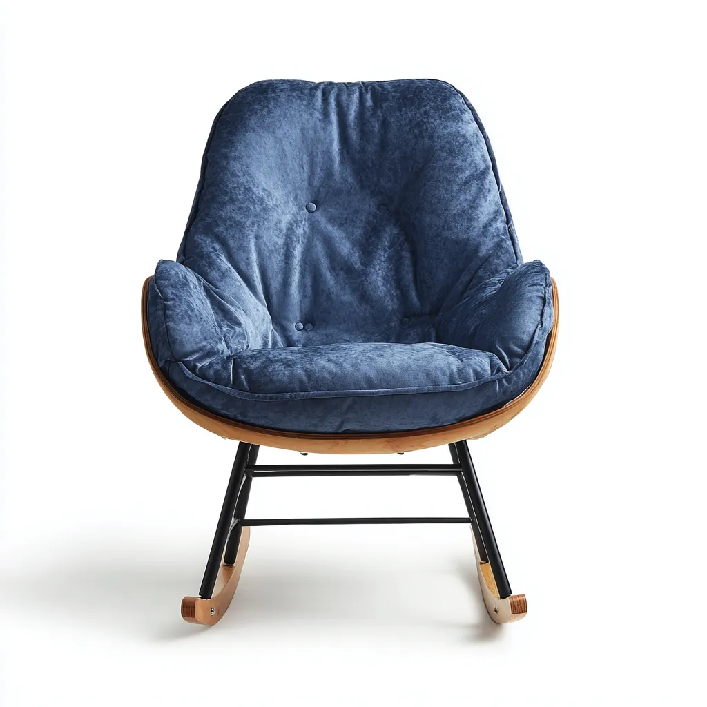 Mecedora - tela aterciopelada - 95x80x90 cm - azul - estilo moderno-Bamboogonest