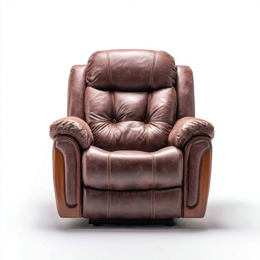 Sillón reclinable - cuero sintético - 98x92x106 cm - marrón - estilo clásico-Bamboogonest