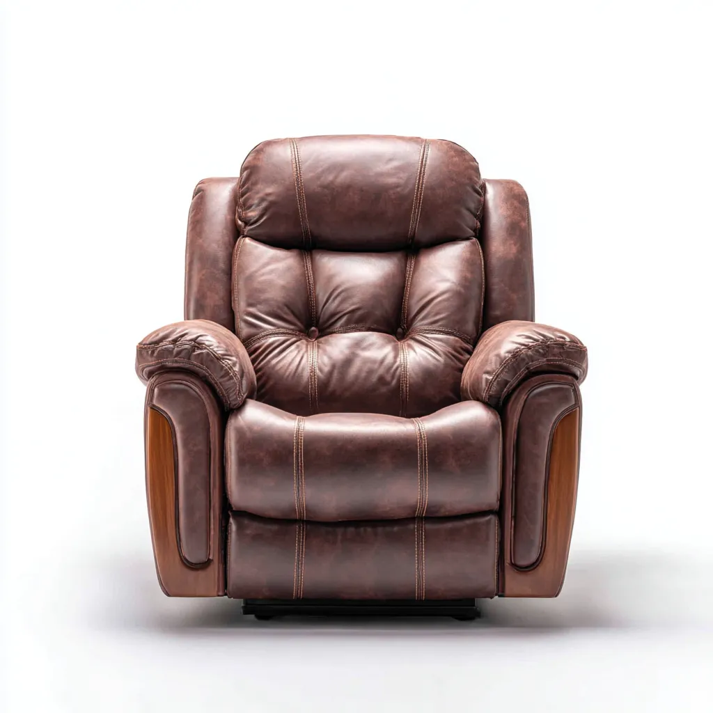 Sillón reclinable - cuero sintético - 98x92x106 cm - marrón - estilo clásico-Bamboogonest