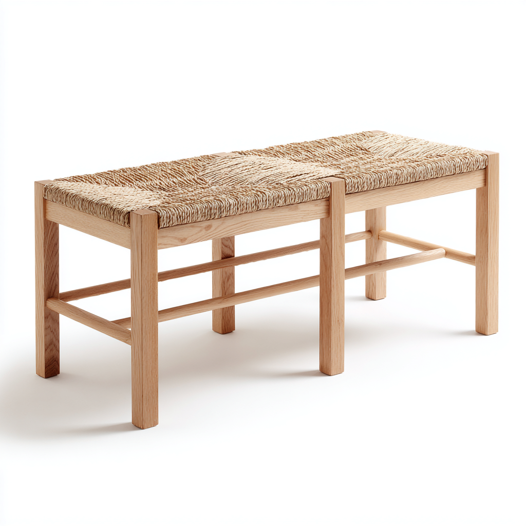 Banco de dormitorio - madera-fibra - 100x35x45 cm - natural - diseño minimalista-Bamboogonest