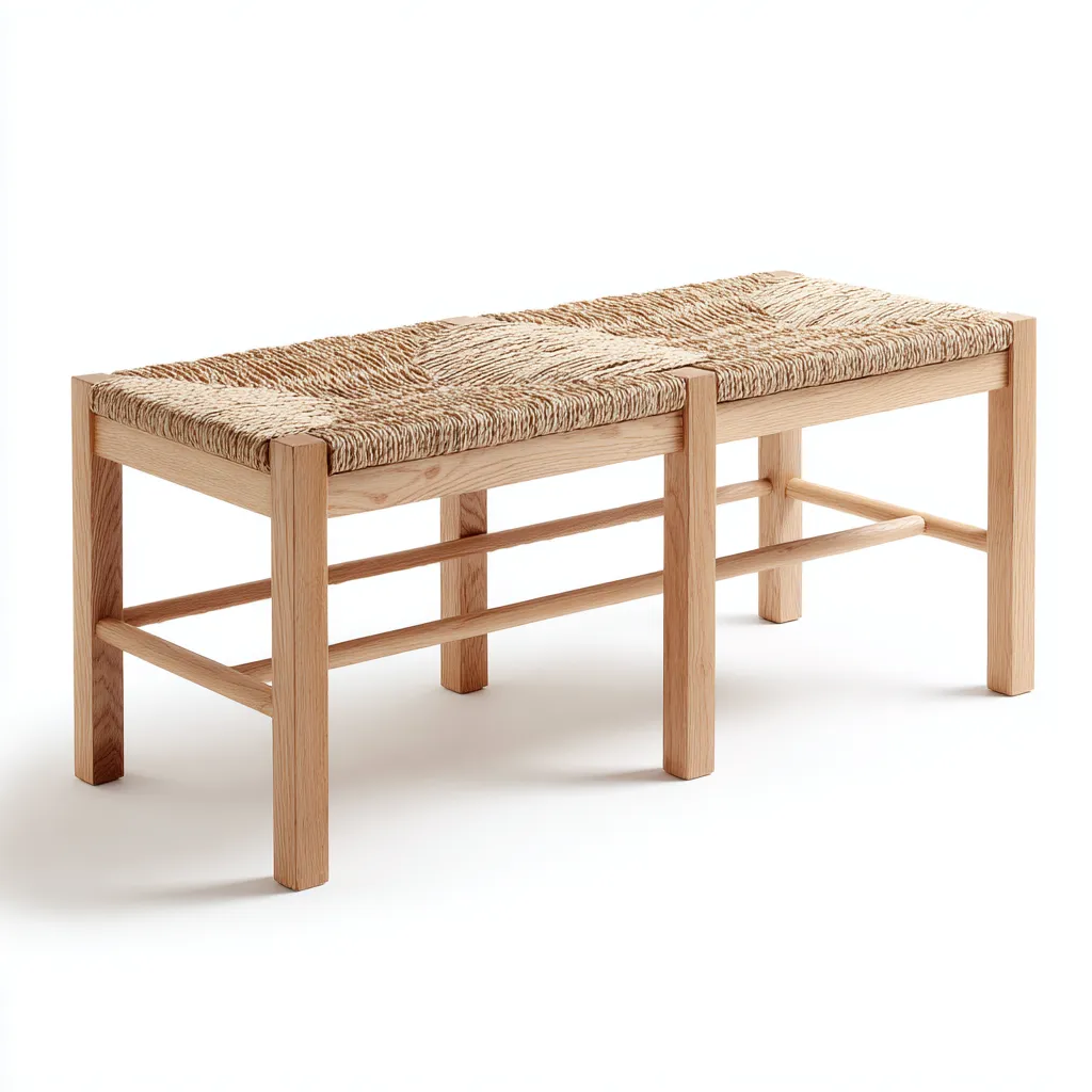 Banco de dormitorio - madera-fibra - 100x35x45 cm - natural - diseño minimalista-Bamboogonest