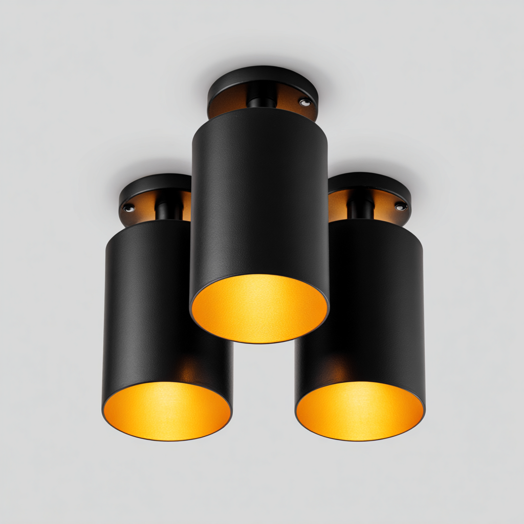 Lámpara de techo - metal - 28x20 cm - negro-dorado - estilo moderno minimalista-Bamboogonest