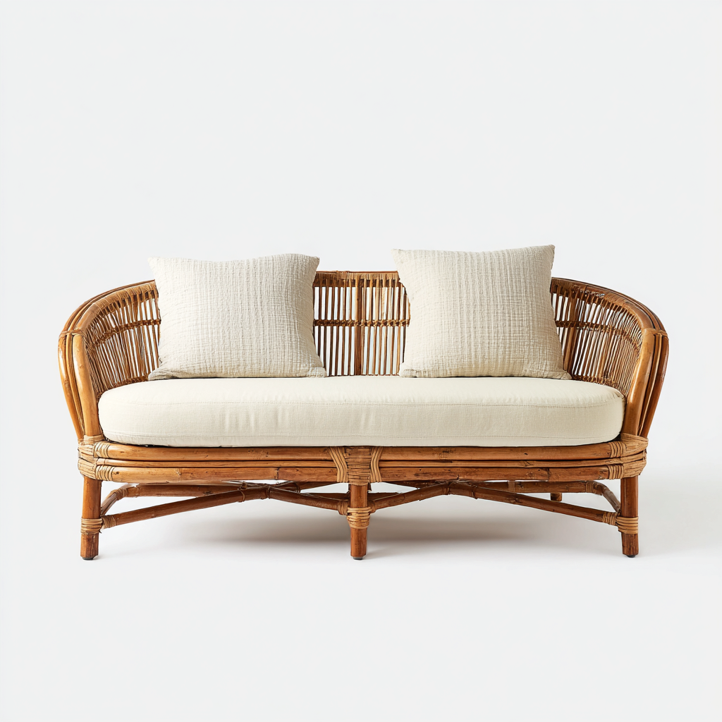 Sofá de jardín - ratán natural - 145x70x78 cm - beige-miel - estilo natural ligero-Bamboogonest