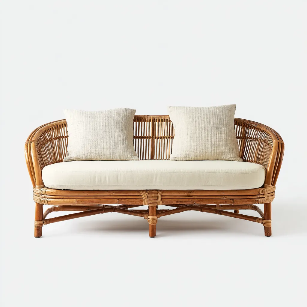 Sofá de jardín - ratán natural - 145x70x78 cm - beige-miel - estilo natural ligero-Bamboogonest