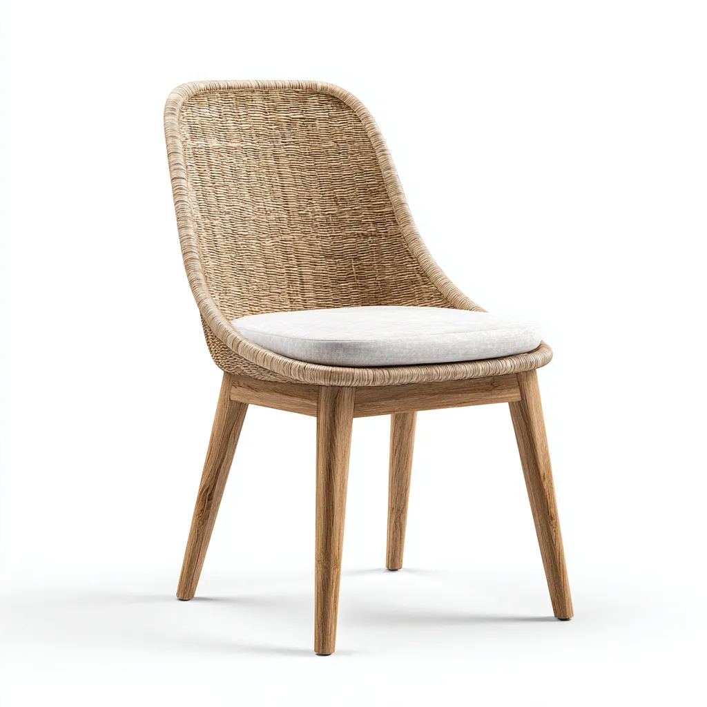 Silla de jardín - mimbre-madera - 50x56x84 cm - natural-blanco - diseño contemporáneo-Bamboogonest