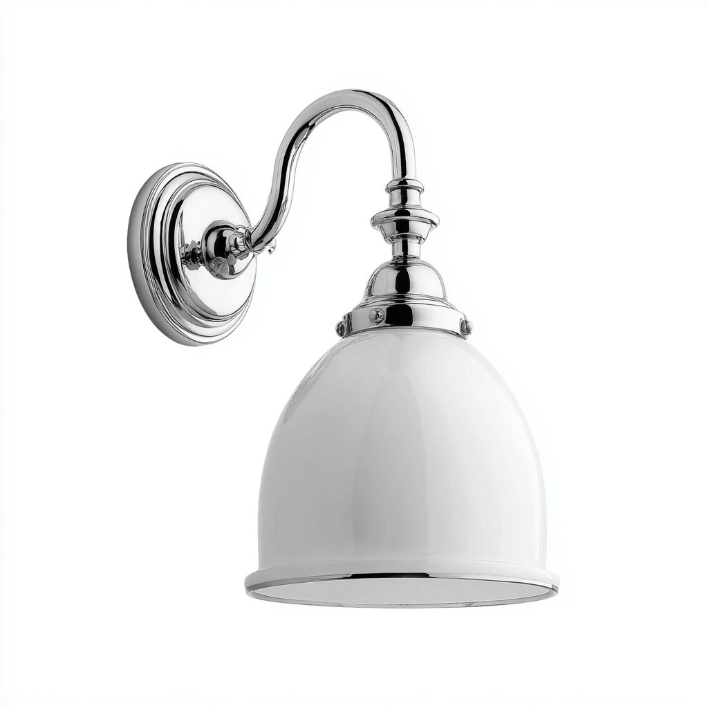 Aplique de pared - metal - vidrio - 26x20 cm - cromado-blanco - diseño clásico-Bamboogonest