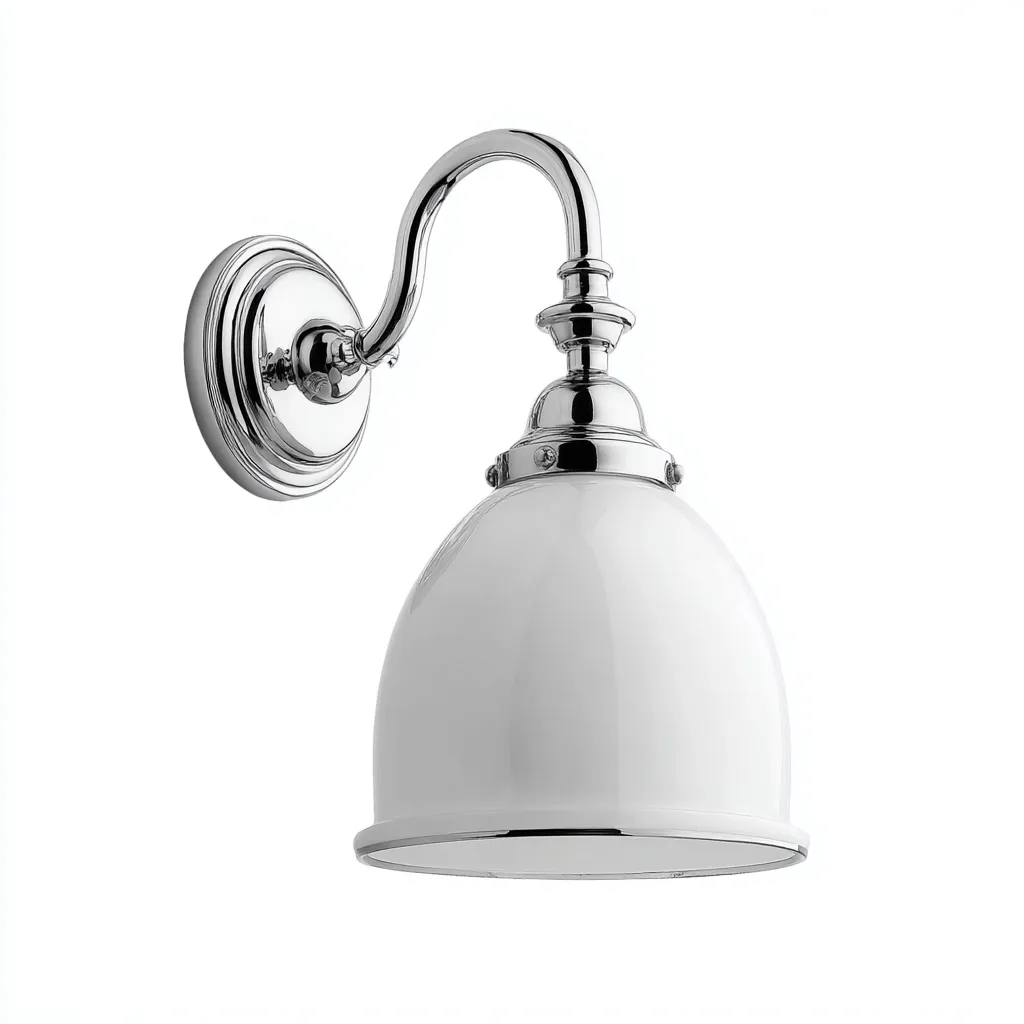 Aplique de pared - metal - vidrio - 26x20 cm - cromado-blanco - diseño clásico-Bamboogonest