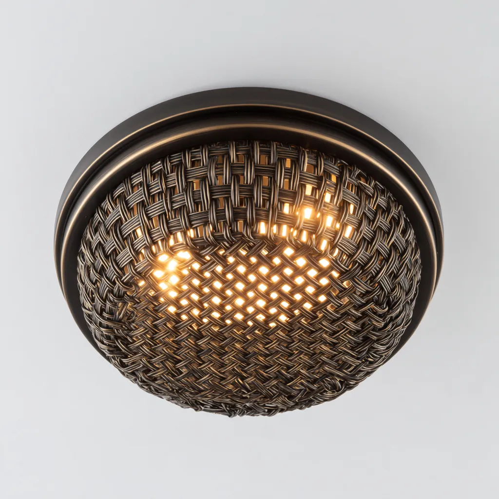 Lámpara de techo - ratán - 32x18 cm - marrón - estilo rústico-Bamboogonest