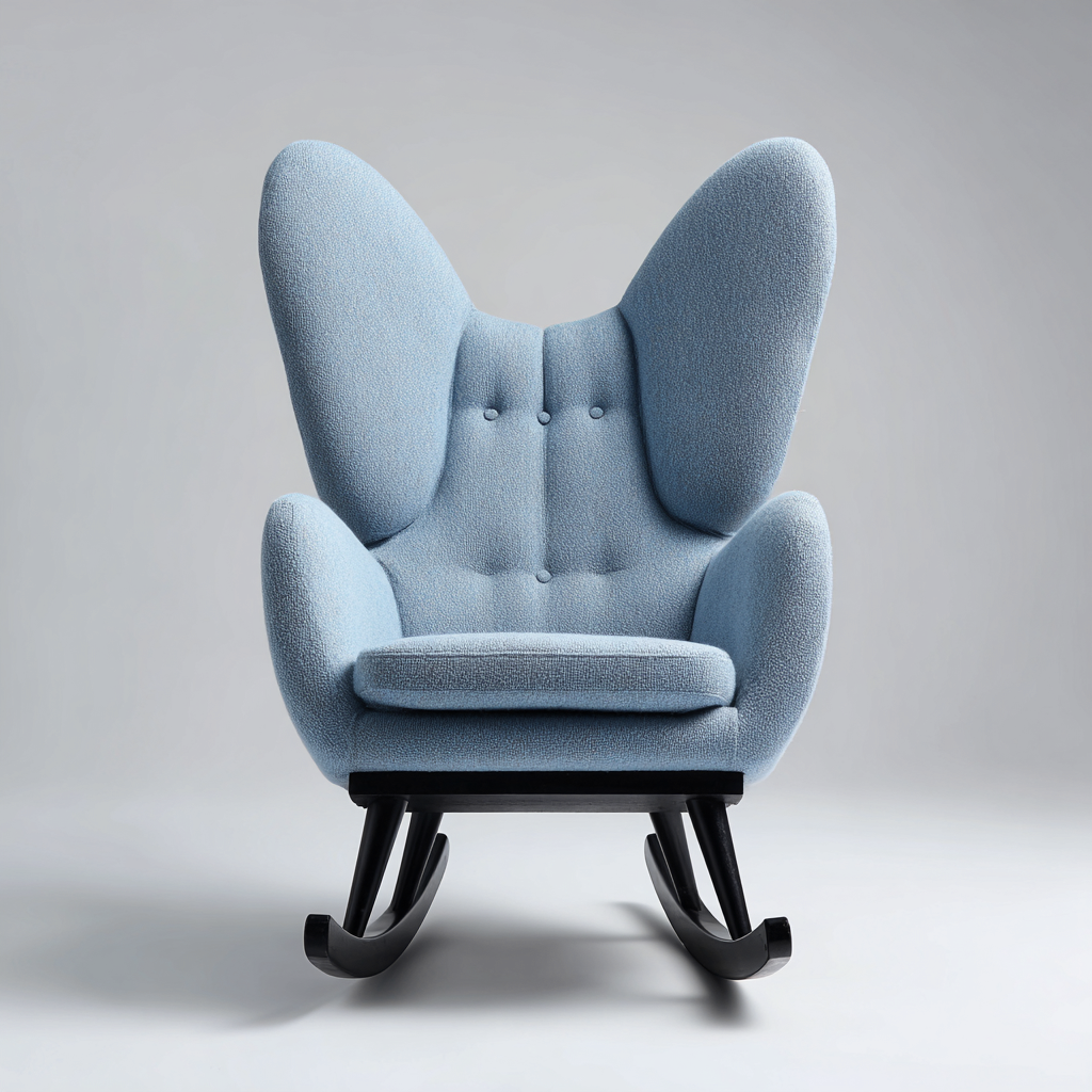 Mecedora - tela - 95x80x105 cm - azul claro - estilo moderno-Bamboogonest