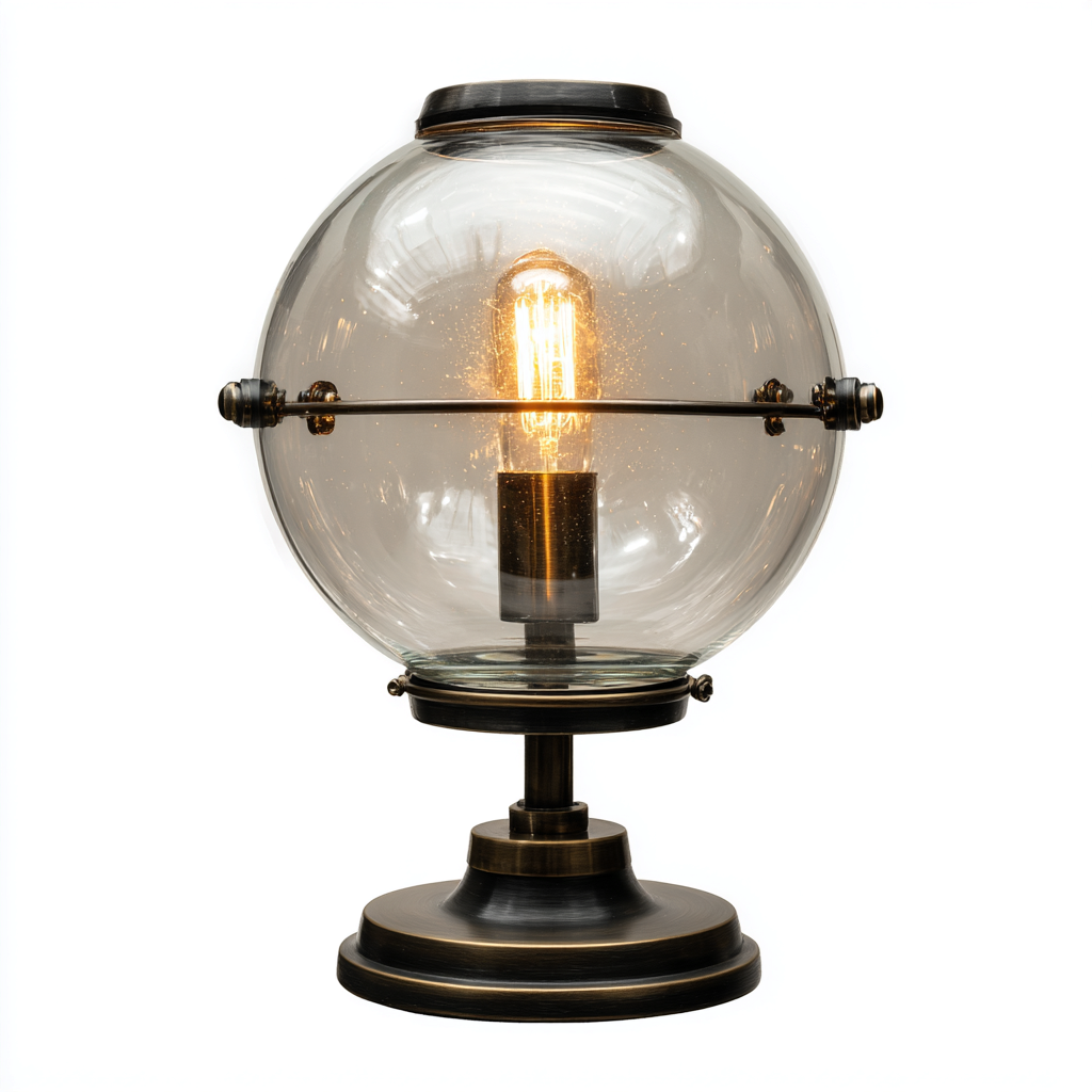 Lámpara de mesa-metal-cristal-28x39 cm-transparente-bronce-estilo industrial-Bamboogonest