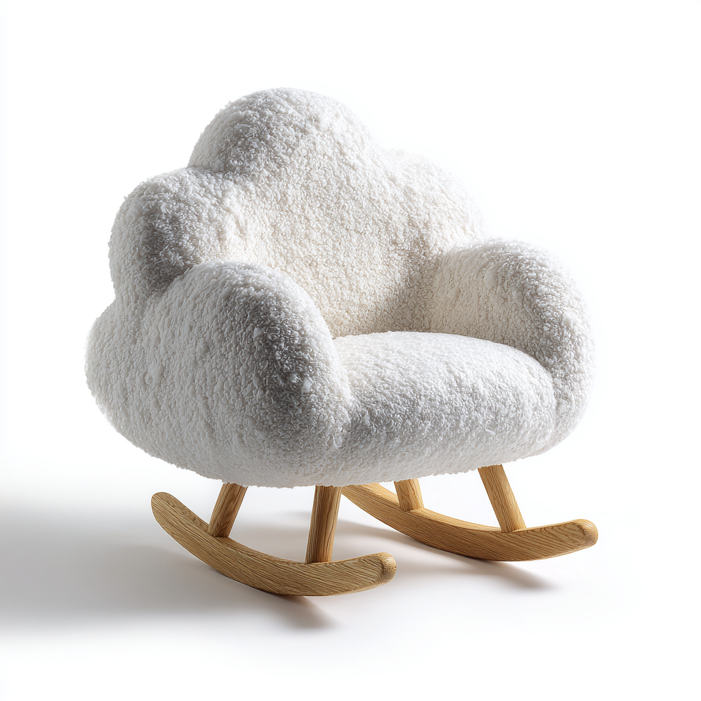 Mecedora - peluche - 85x78x88 cm - blanco - estilo moderno-Bamboogonest