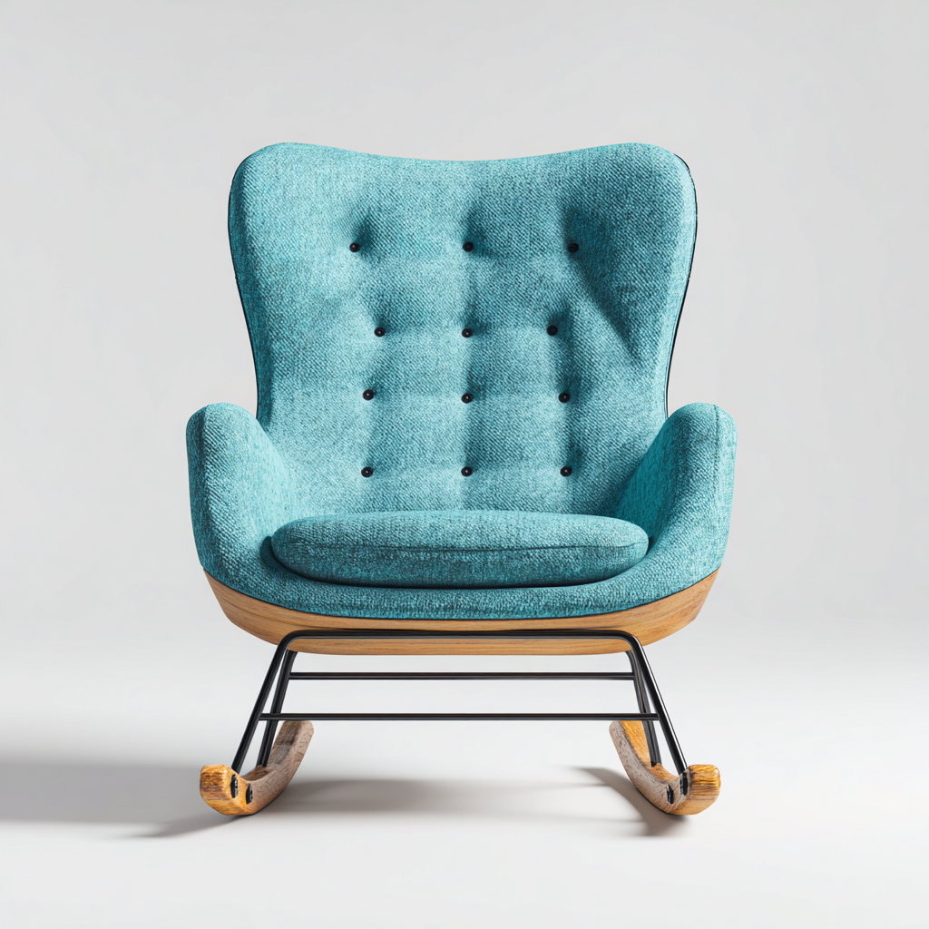 Mecedora - tela - 95x80x100 cm - verde azulado - estilo moderno-Bamboogonest