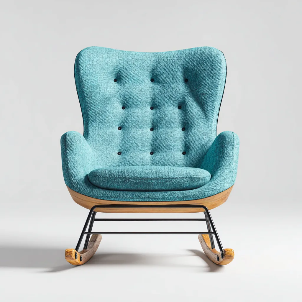 Mecedora - tela - 95x80x100 cm - verde azulado - estilo moderno-Bamboogonest