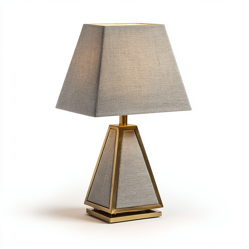 Lámpara de mesa - metal - tejido - 30x48 cm - gris - diseño moderno-Bamboogonest