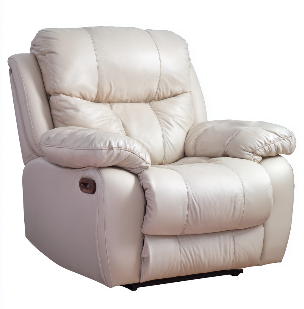 Sillón reclinable - cuero - 105x101x105 cm - beige - diseño moderno-Bamboogonest