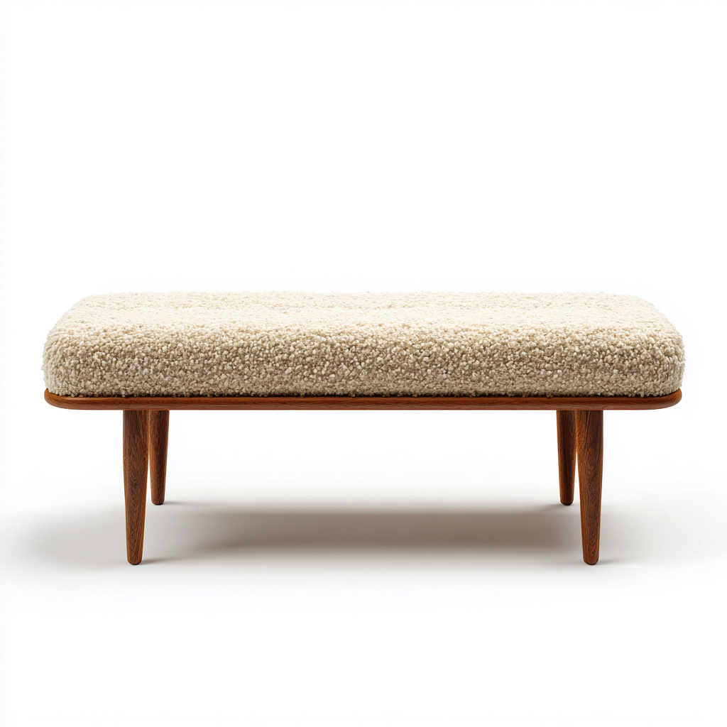 Banco de dormitorio - madera-tela - 108x37x46 cm - beige-madera - diseño contemporáneo-Bamboogonest