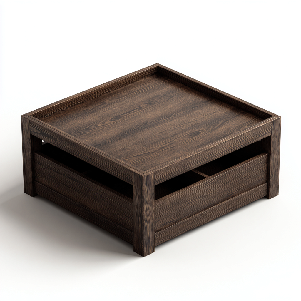 Mesa de centro - madera - 85x85x42 cm - marrón oscuro - diseño moderno minimalista-Bamboogonest