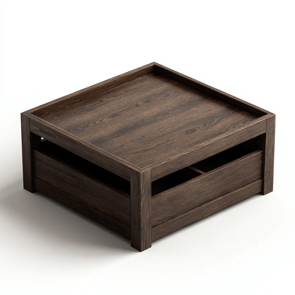 Mesa de centro - madera - 85x85x42 cm - marrón oscuro - diseño moderno minimalista-Bamboogonest
