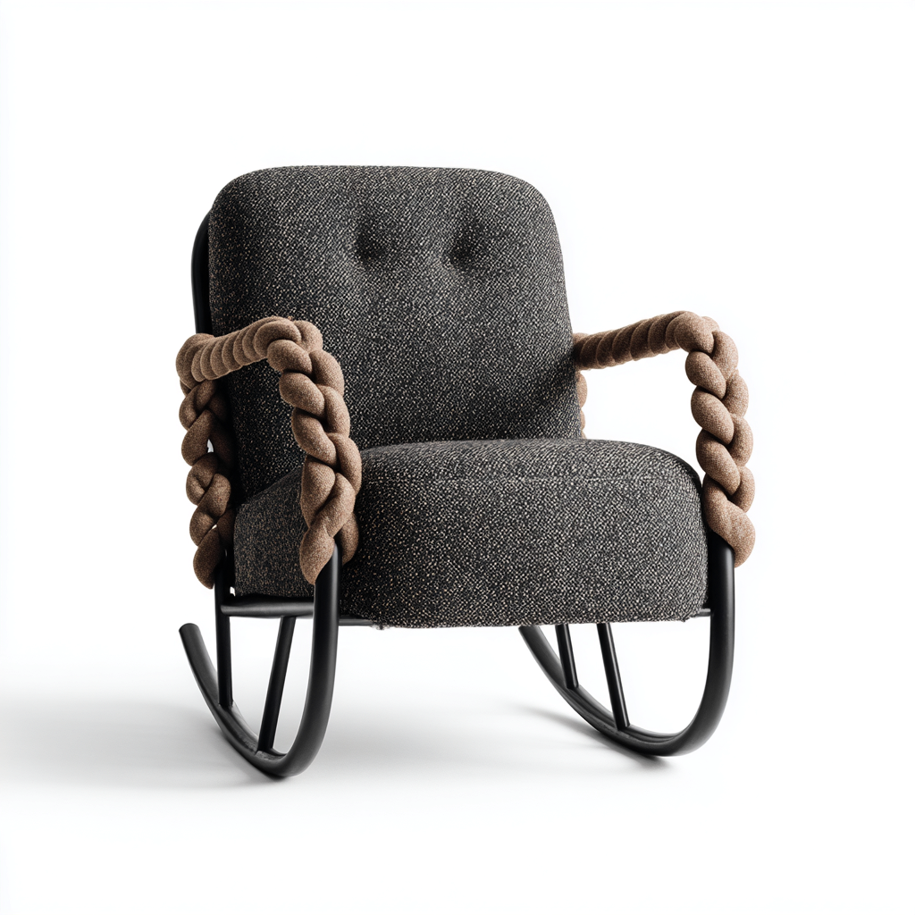 Mecedora - tela - 88x76x96 cm - negro-marrón - diseño contemporáneo-Bamboogonest