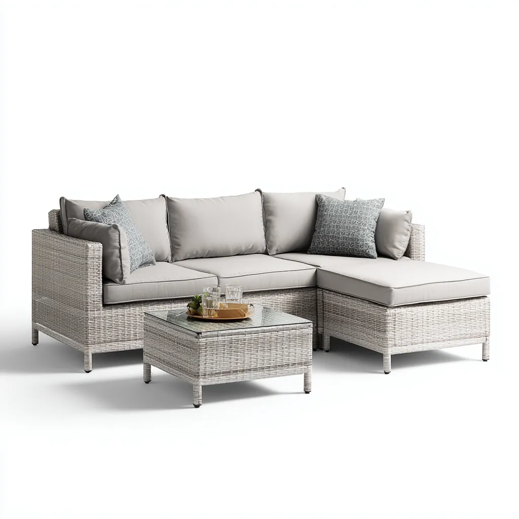 Sofá de jardín - ratán sintético - 185x80x80 cm - gris claro - diseño moderno-Bamboogonest