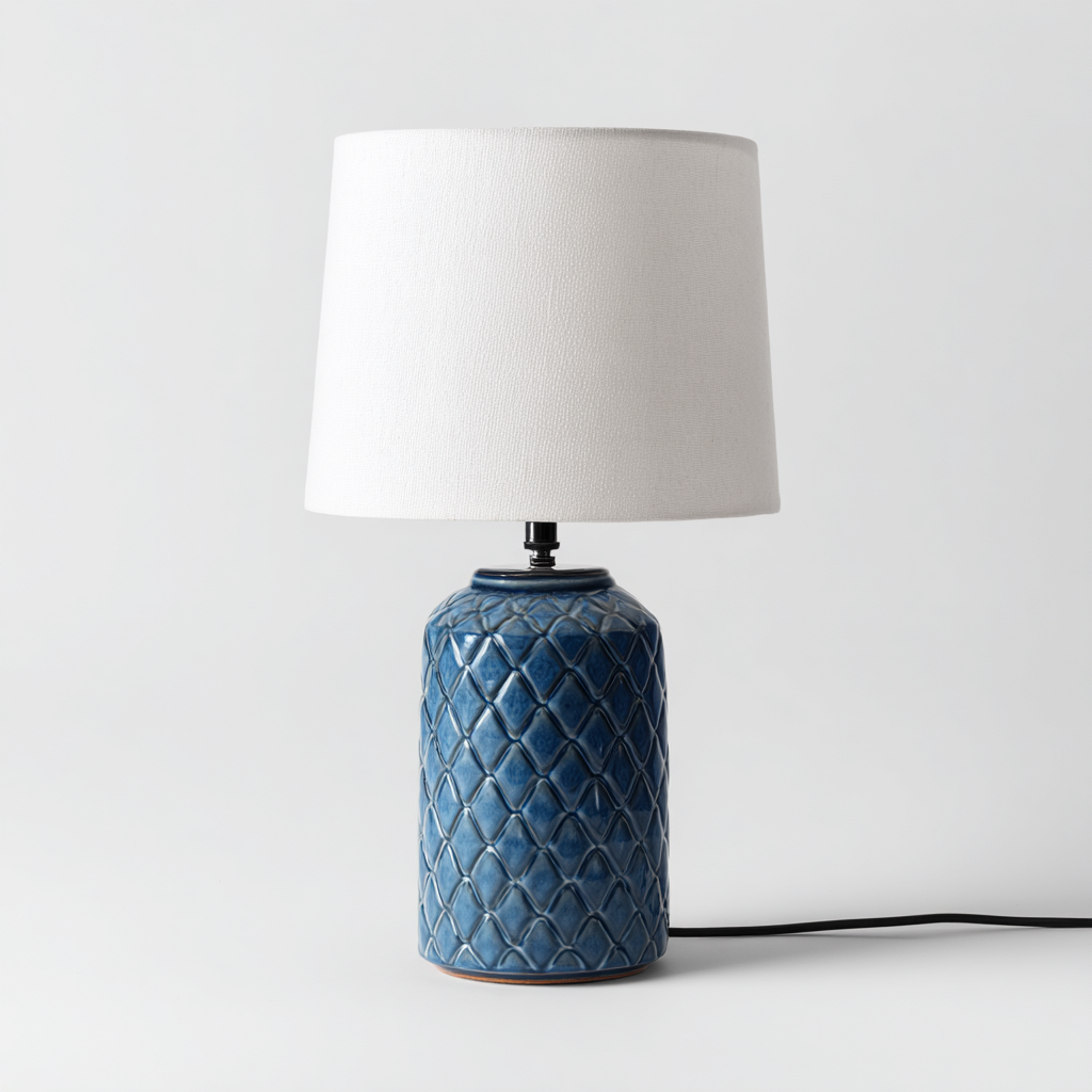 Lámpara de mesa-cerámica-textil-30x45 cm-azul-blanco-moderno-Bamboogonest