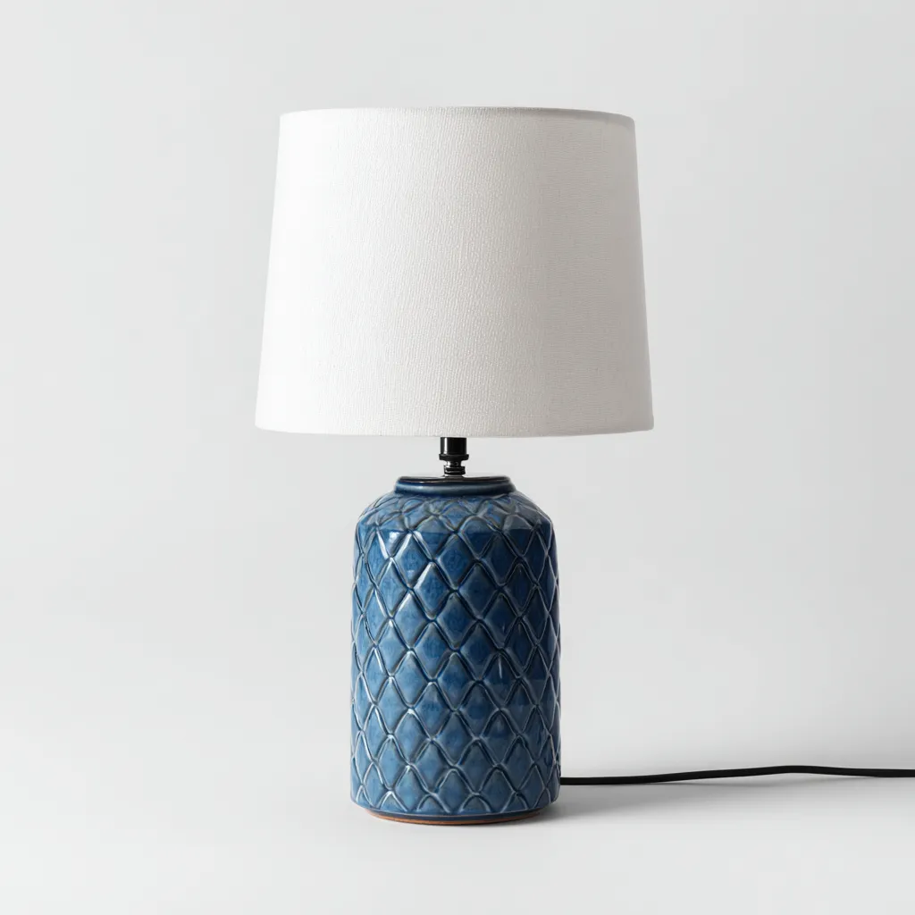 Lámpara de mesa-cerámica-textil-30x45 cm-azul-blanco-moderno-Bamboogonest