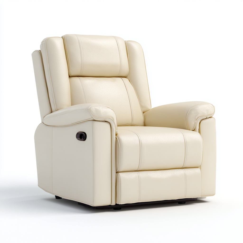 Sillón reclinable - cuero - 100x94x101 cm - beige - diseño moderno-Bamboogonest