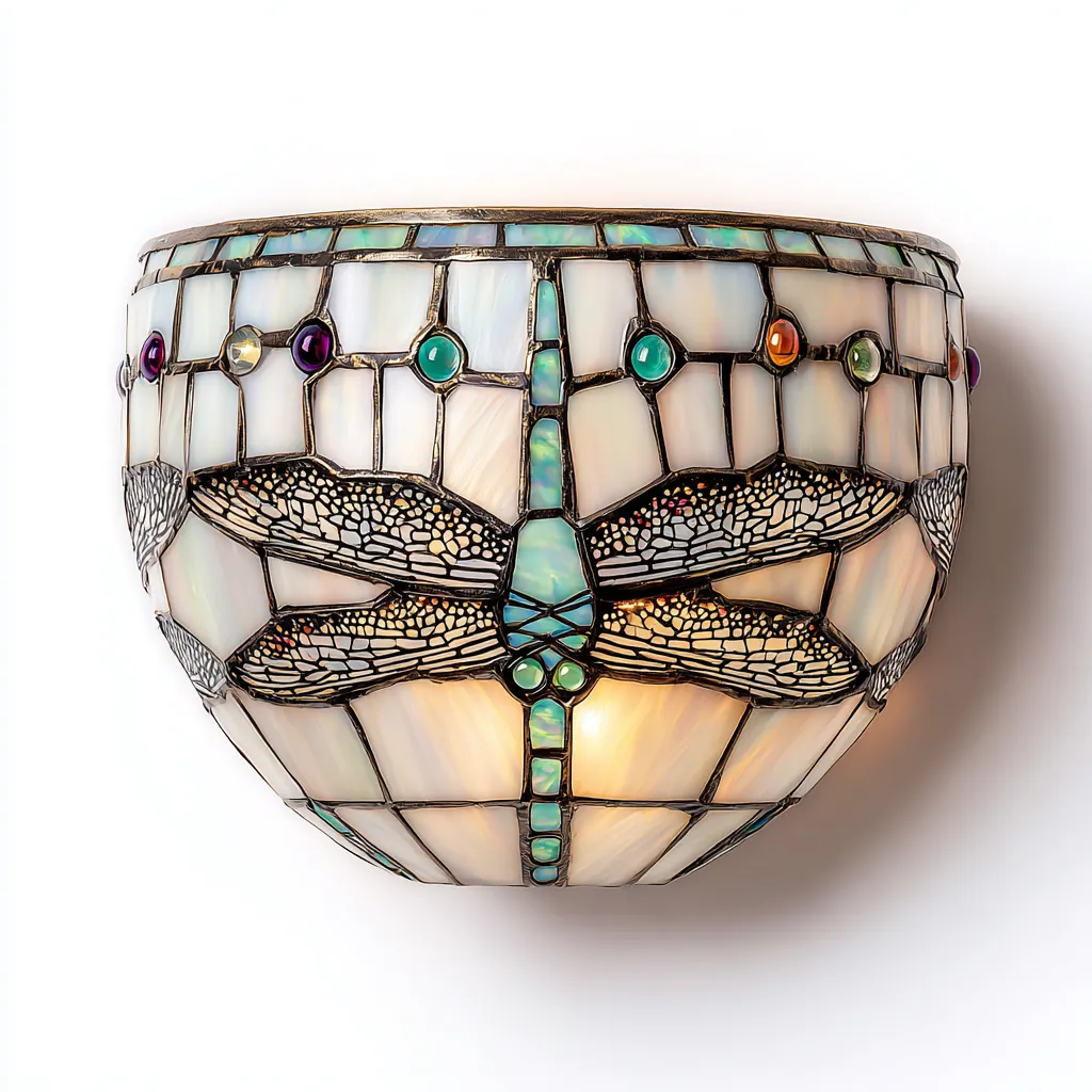 Aplique de pared - vidrio teñido - 32x20 cm - blanco-perlado-multicolor - estilo artístico-Bamboogonest