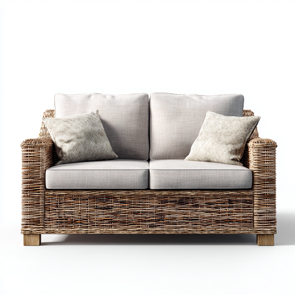 Sofá de jardín - ratán sintético - 165x82x82 cm - beige - diseño moderno-Bamboogonest