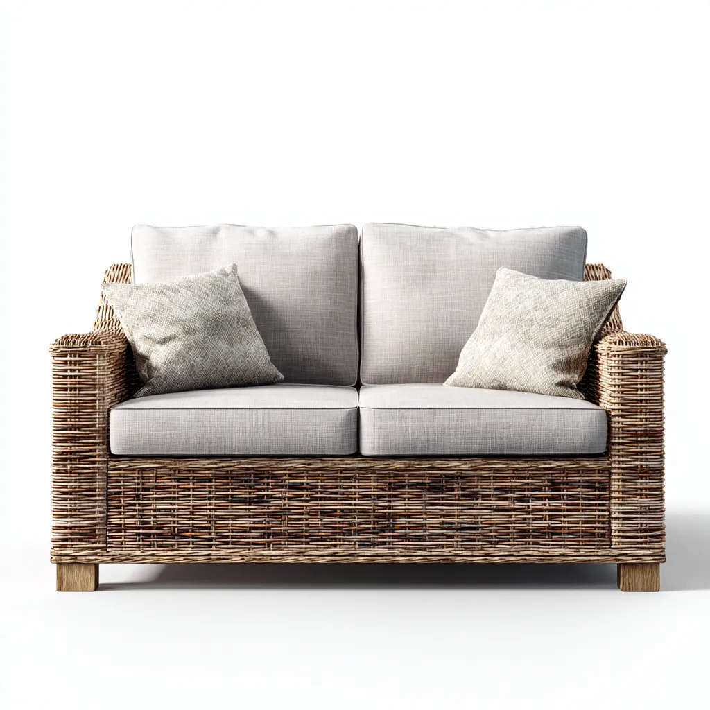 Sofá de jardín - ratán sintético - 165x82x82 cm - beige - diseño moderno-Bamboogonest