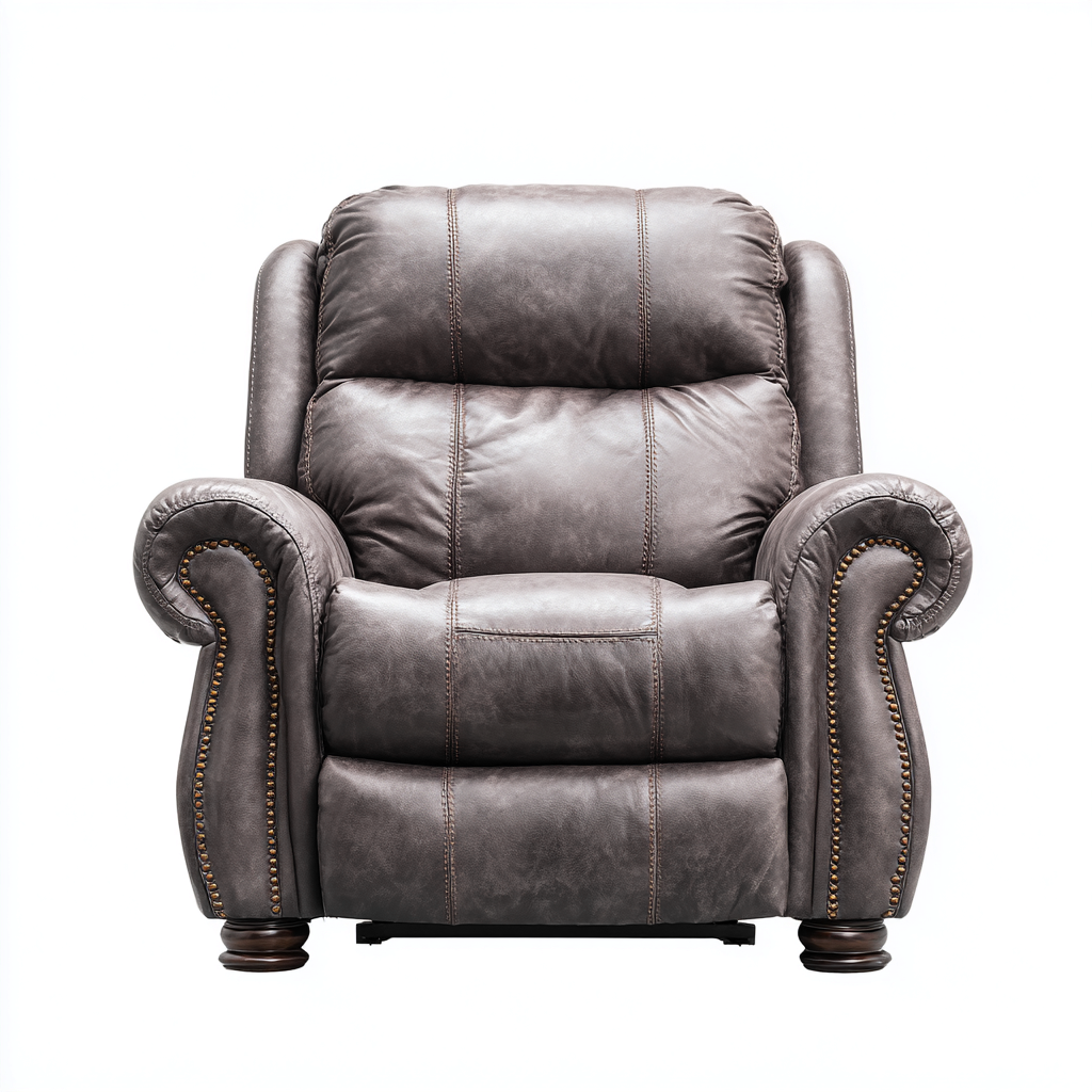 Sillón reclinable - cuero - 103x97x104 cm - marrón - diseño clásico-Bamboogonest