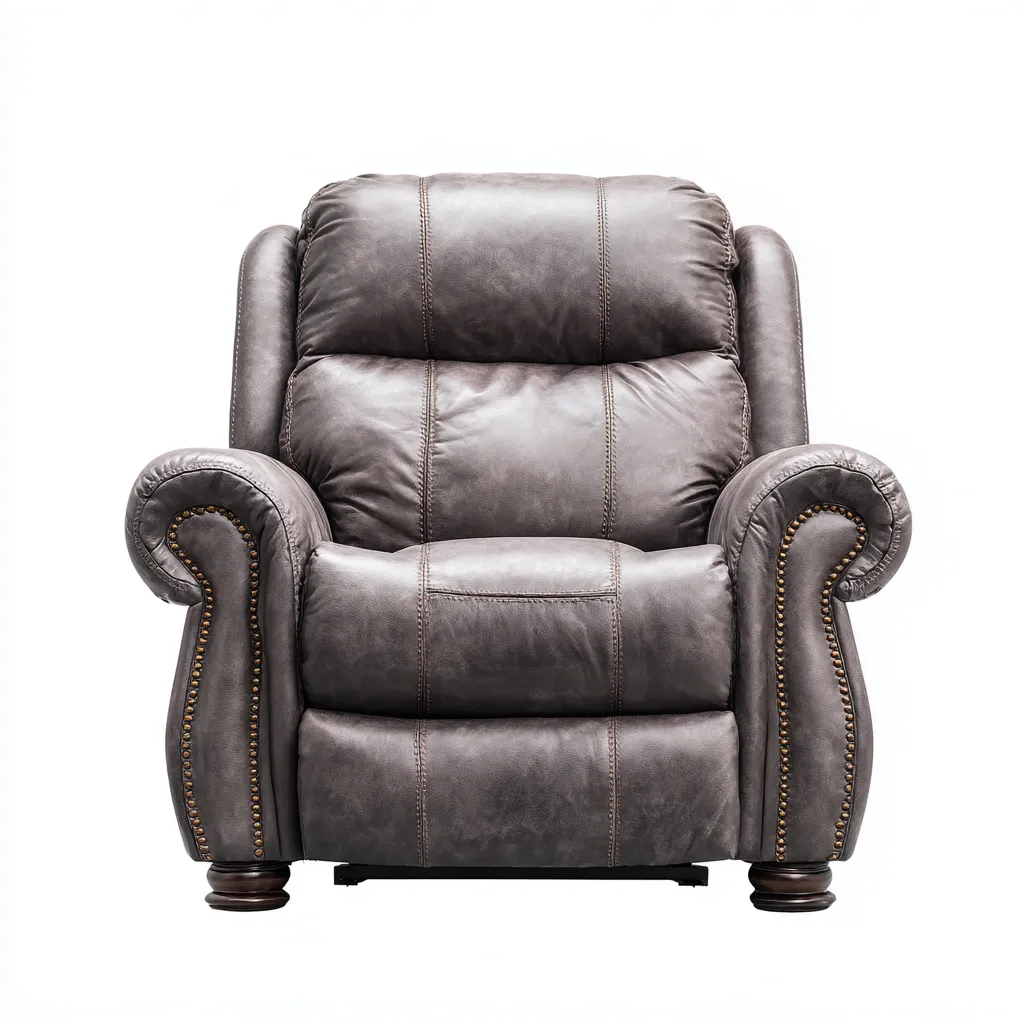 Sillón reclinable - cuero - 103x97x104 cm - marrón - diseño clásico-Bamboogonest