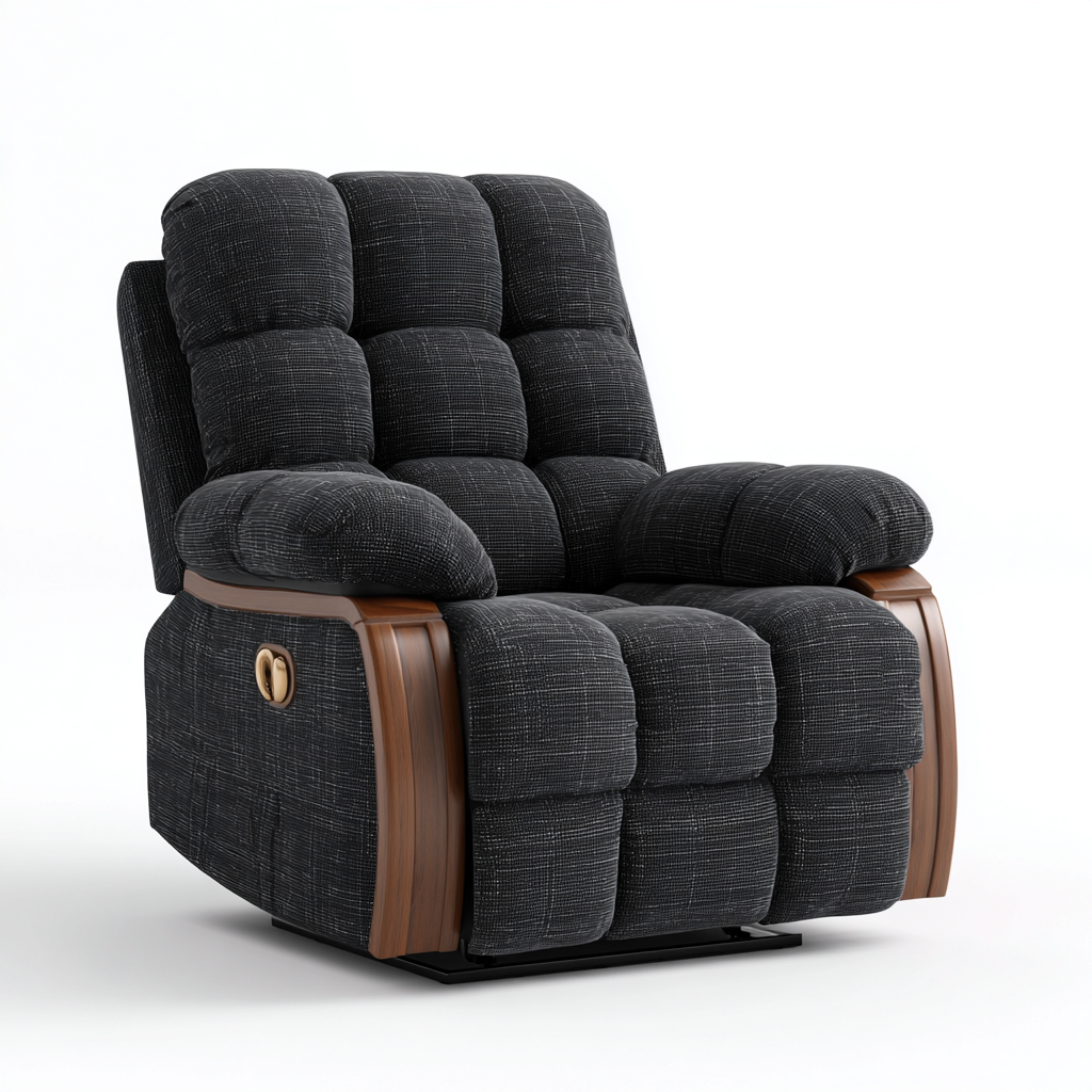 Sillón reclinable - tela - 106x100x104 cm - negro - diseño moderno-Bamboogonest