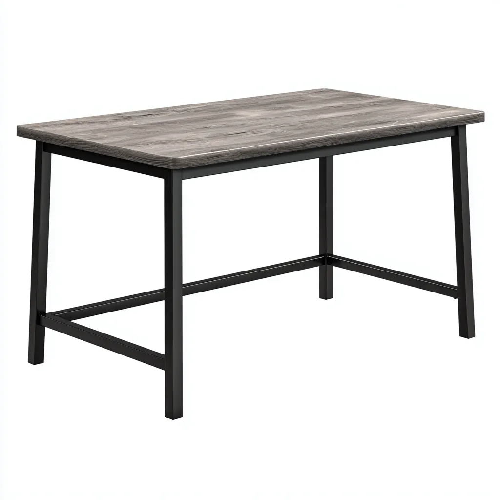 Mesa de jardín - metal - madera - 120x70x75 cm - gris-negro - estilo moderno-Bamboogonest