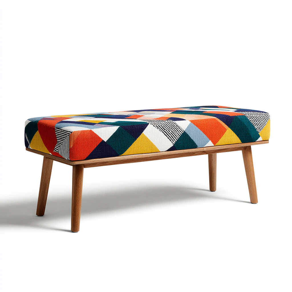Banco de dormitorio - madera-tela - 100x38x44 cm - multicolor - diseño moderno-Bamboogonest
