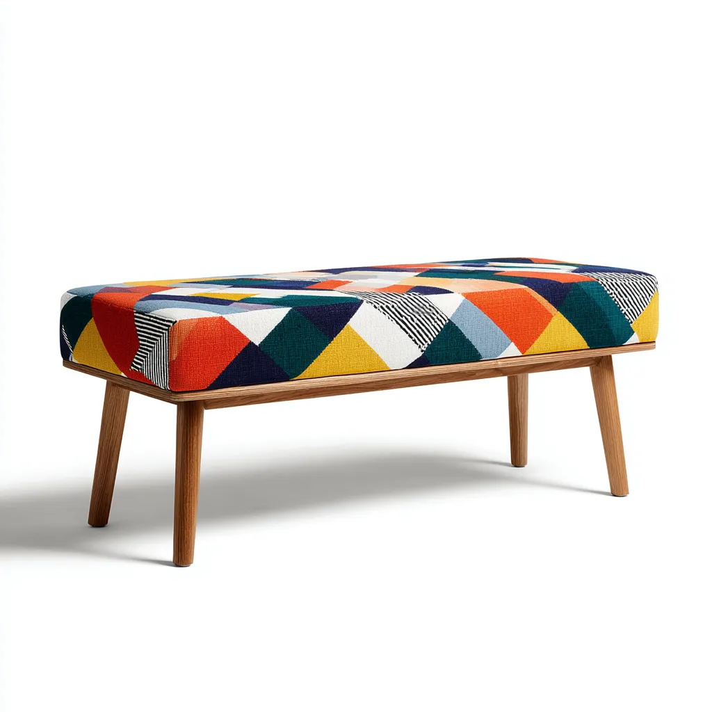 Banco de dormitorio - madera-tela - 100x38x44 cm - multicolor - diseño moderno-Bamboogonest