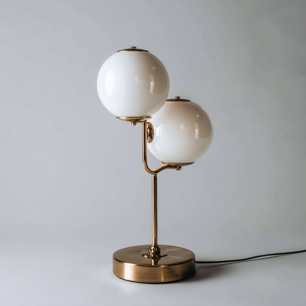 Lámpara de mesa - metal - vidrio - 30x58 cm - blanco - diseño moderno-Bamboogonest