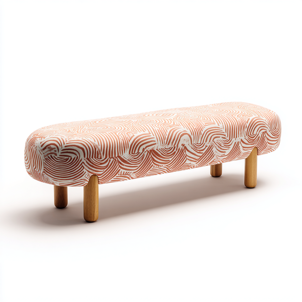 Banco de dormitorio - madera-tela - 126x40x45 cm - naranja-madera - diseño moderno-Bamboogonest