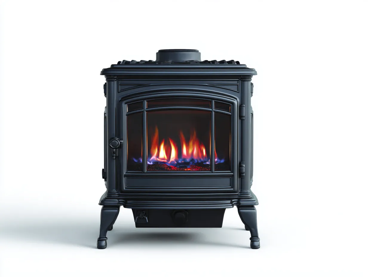 Camino - Acciaio-Ghisa - 56x42x74 cm - Nero - Stile classico-Cozymyhut