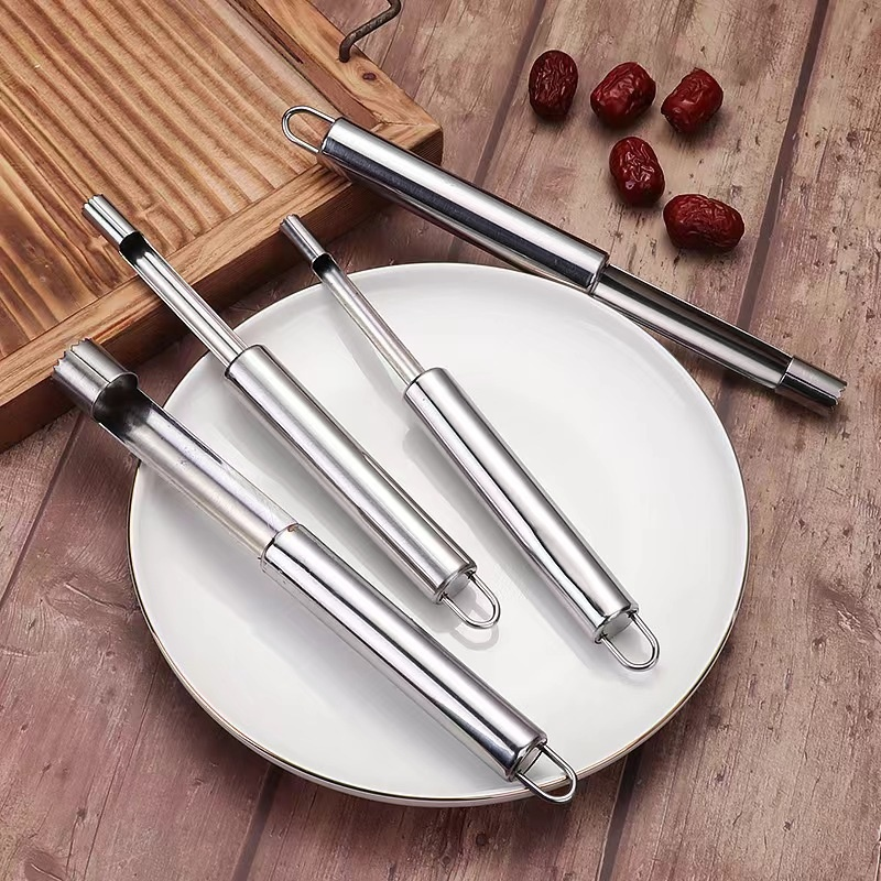 Stainless steel fruit pitting tool