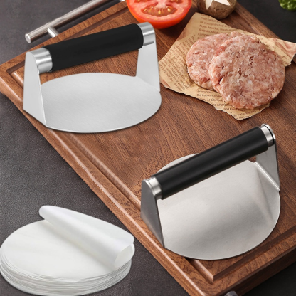 Stainless steel meat press