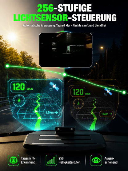 🚗 HUD‑Head‑Up‑Display Handyhalter | Kabelloses Laden + Navigationsprojektion