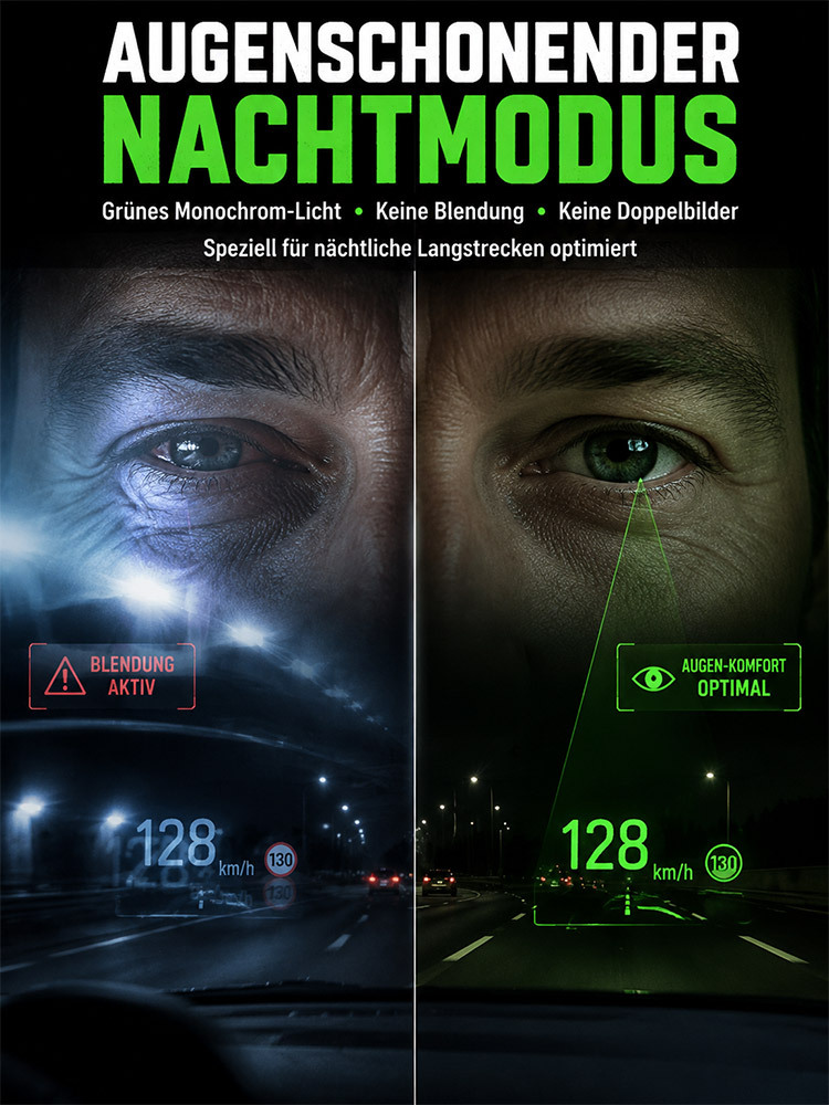 🚗 HUD‑Head‑Up‑Display Handyhalter | Kabelloses Laden + Navigationsprojektion