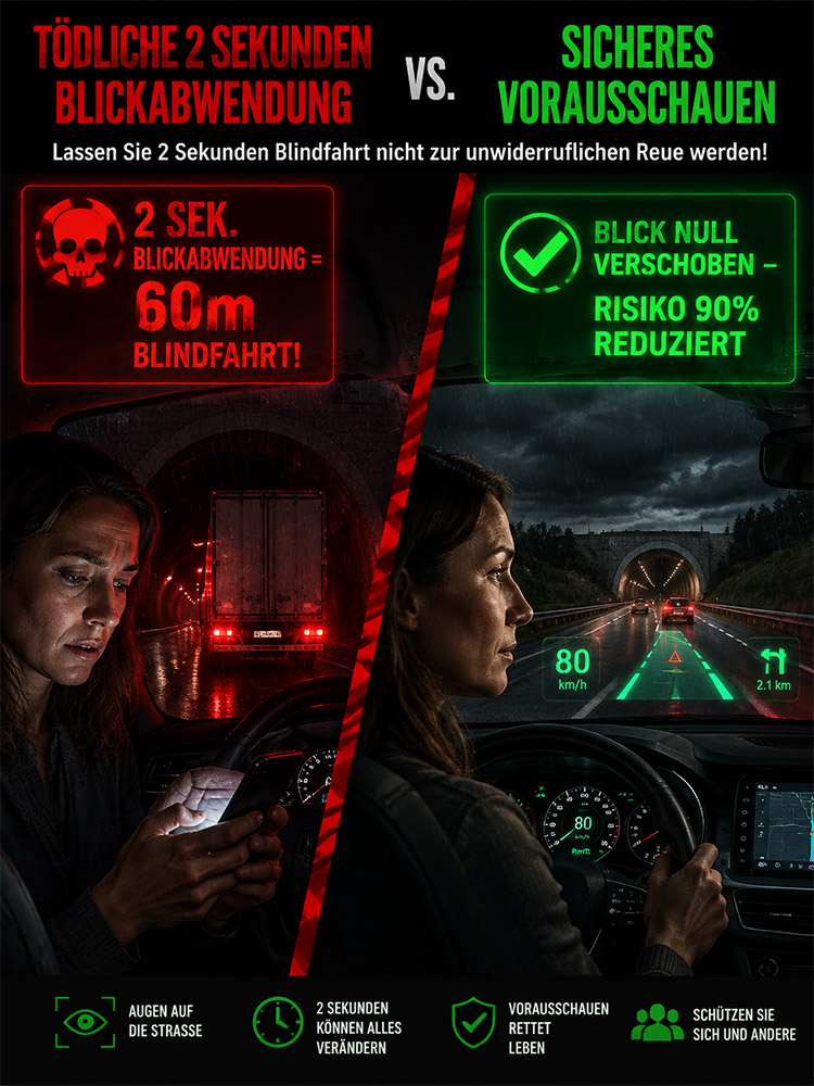🚗 HUD‑Head‑Up‑Display Handyhalter | Kabelloses Laden + Navigationsprojektion