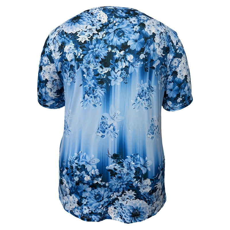 🌸 Elegancka damska bluzka z kwiatowym nadrukiem | Luźny krój | XL–6XL | 4 kolory 💜💙💚